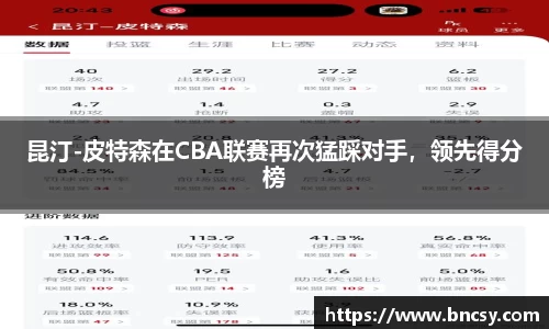 昆汀-皮特森在CBA联赛再次猛踩对手，领先得分榜